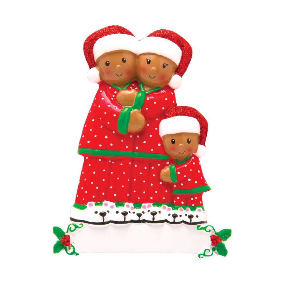 AA1470-3 - Pajama Family of 3 Personalised Christmas Decoration