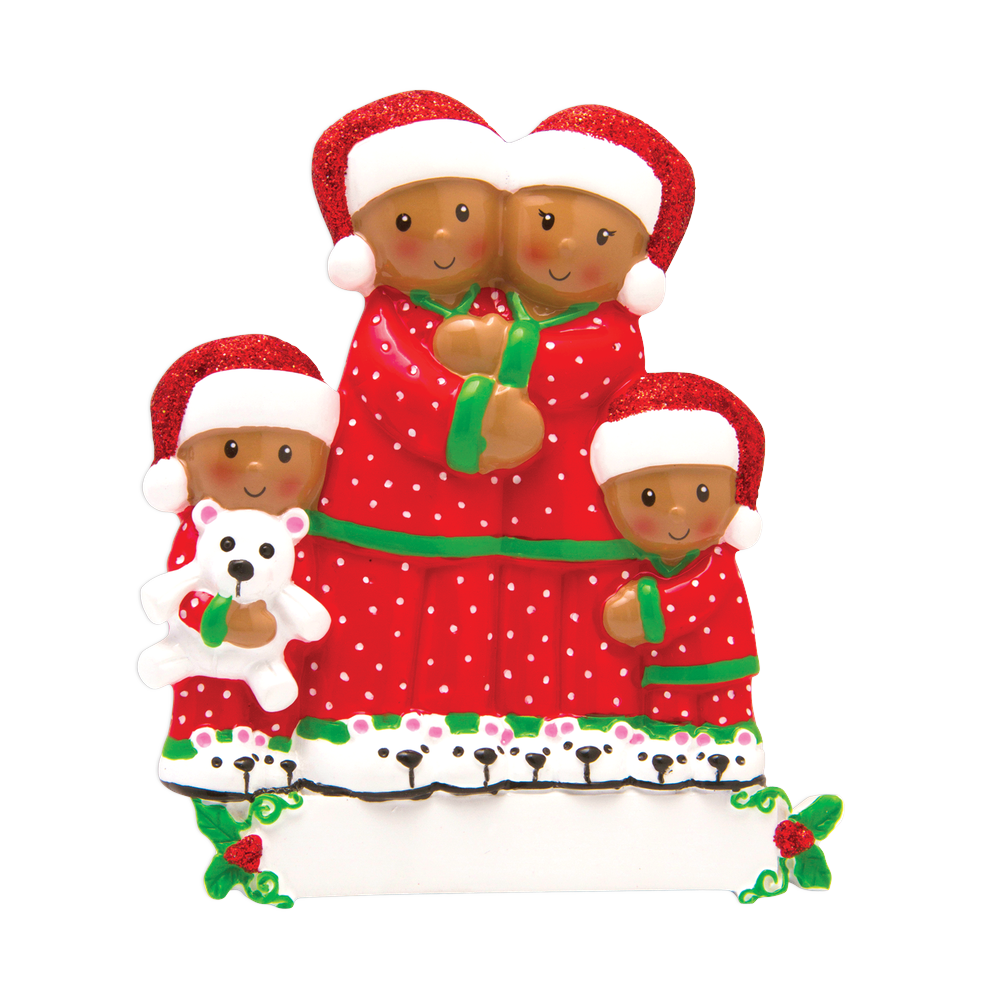 AA1470-4 - Pajama Family of 4 Personalised Christmas Decoration