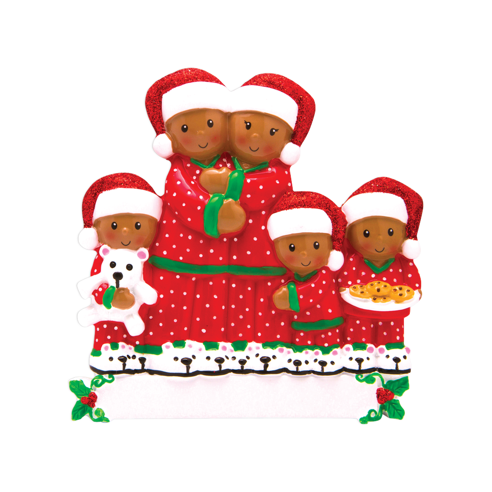 AA1470-5 - Pajama Family of 5 Personalised Christmas Decoration