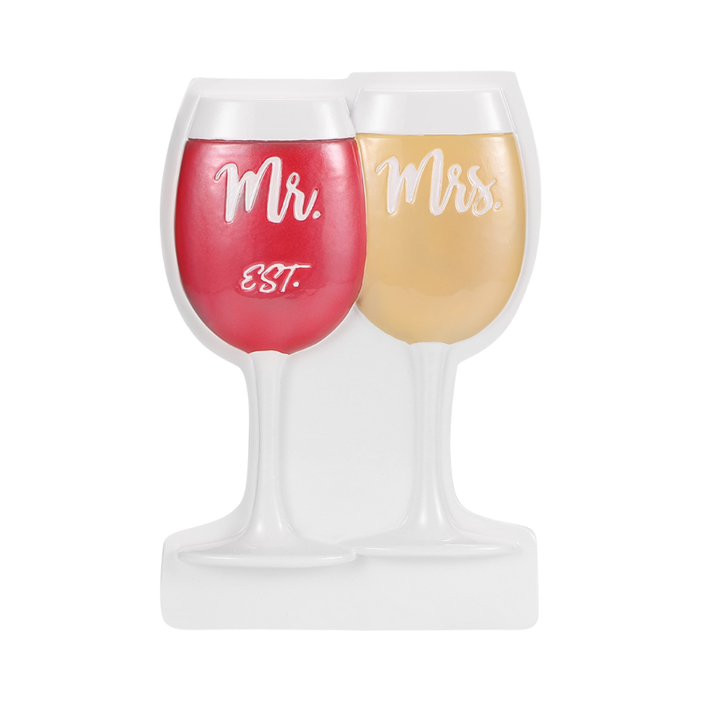 OR2716 - Mr And Mrs Wine Glasses Personalised Christmas Ornaments