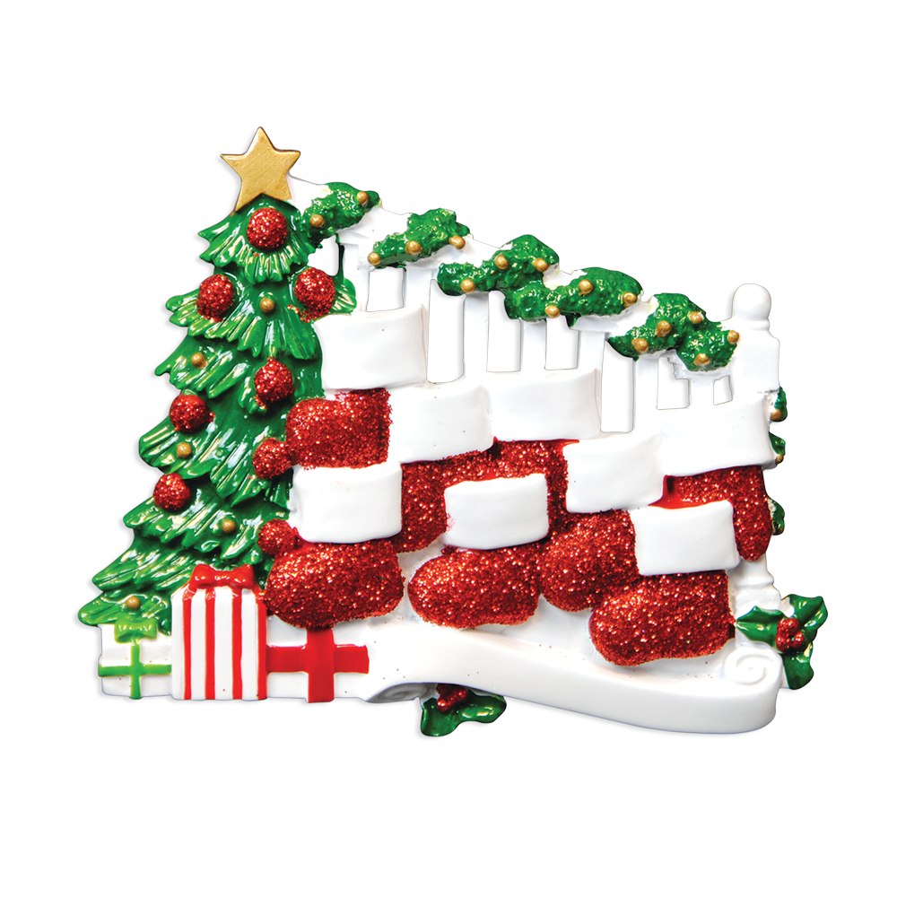 OR823-8 - Bannister With 8 Stockings Personalised Christmas Decoration