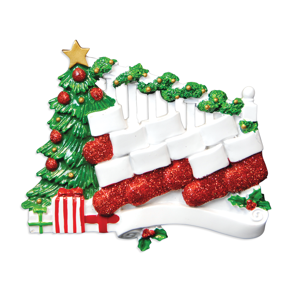 OR823-9 - Bannister With 9 Stockings Personalised Christmas Decoration