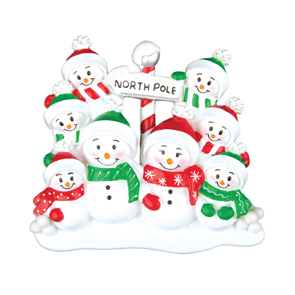 OR967-8 - North Pole Family of 8 Personalised Christmas Decoration
