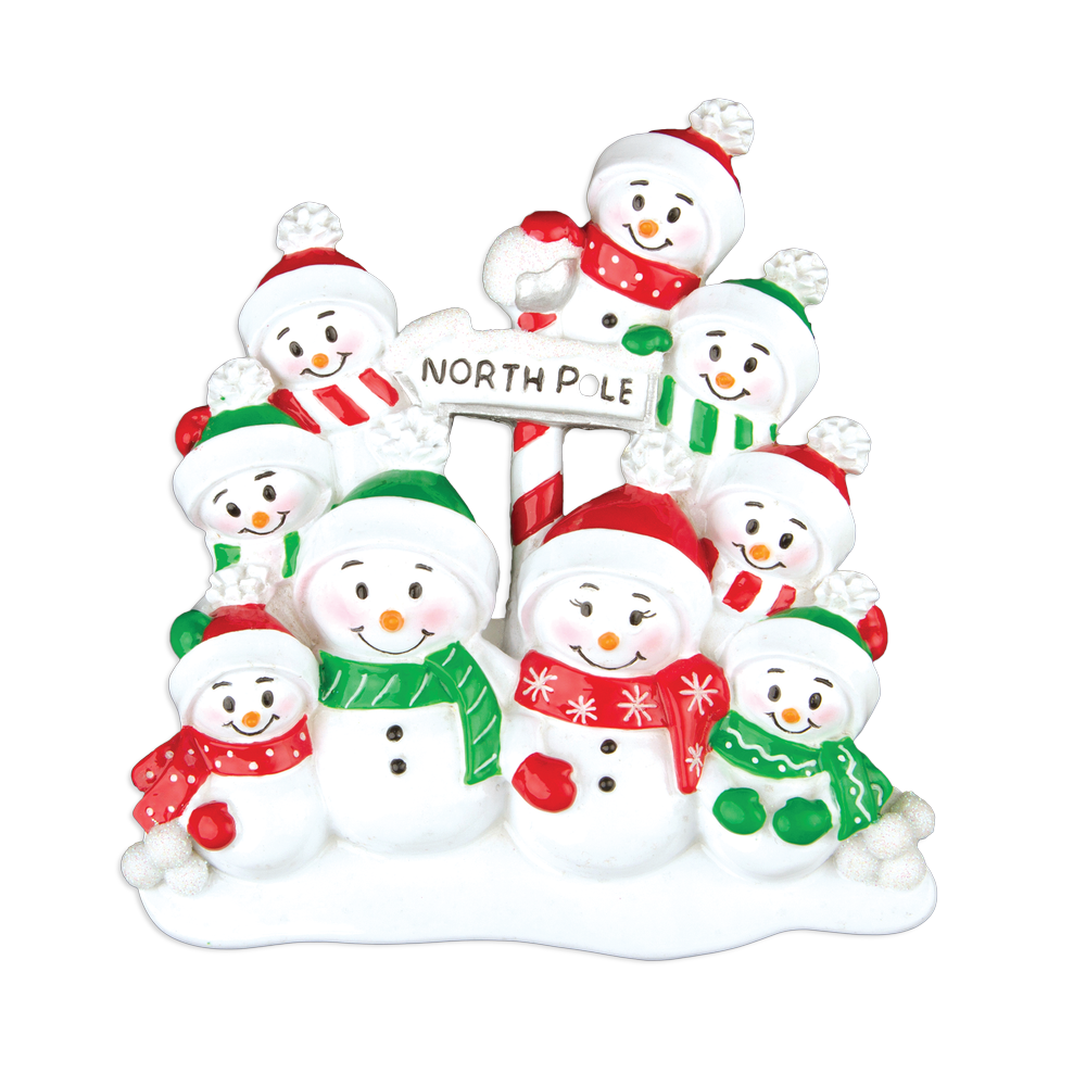 OR967-9 - North Pole Family of 9 Personalised Christmas Decoration