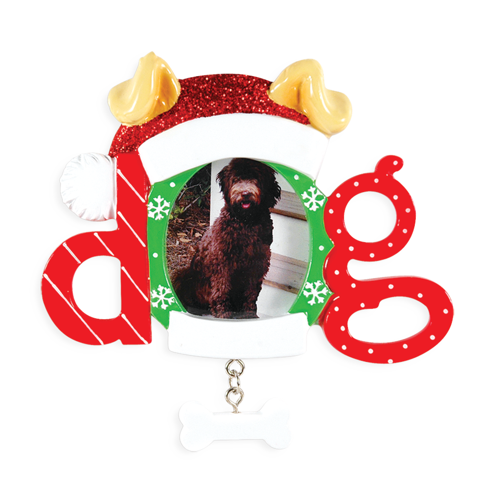PF1404 - Christmas Dog Frame Personalised Christmas Decoration