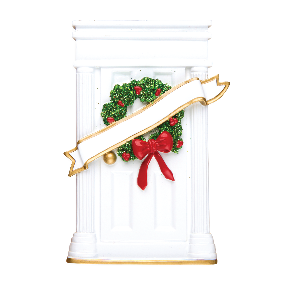 OR023 - Door With Wreath Personalised Christmas Decoration