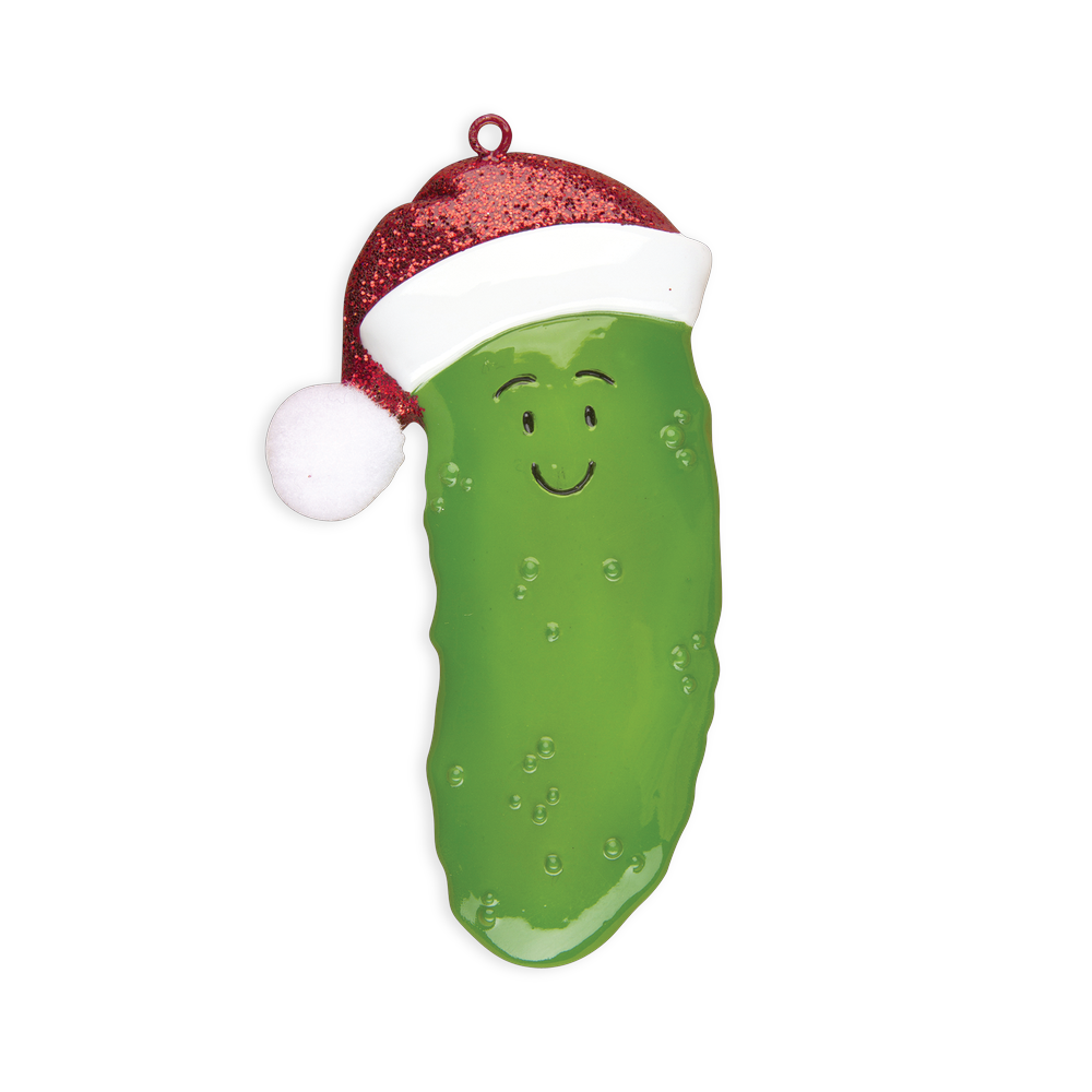 OR1219 - Christmas Pickle With Santa Hat Personalised Christmas Decoration
