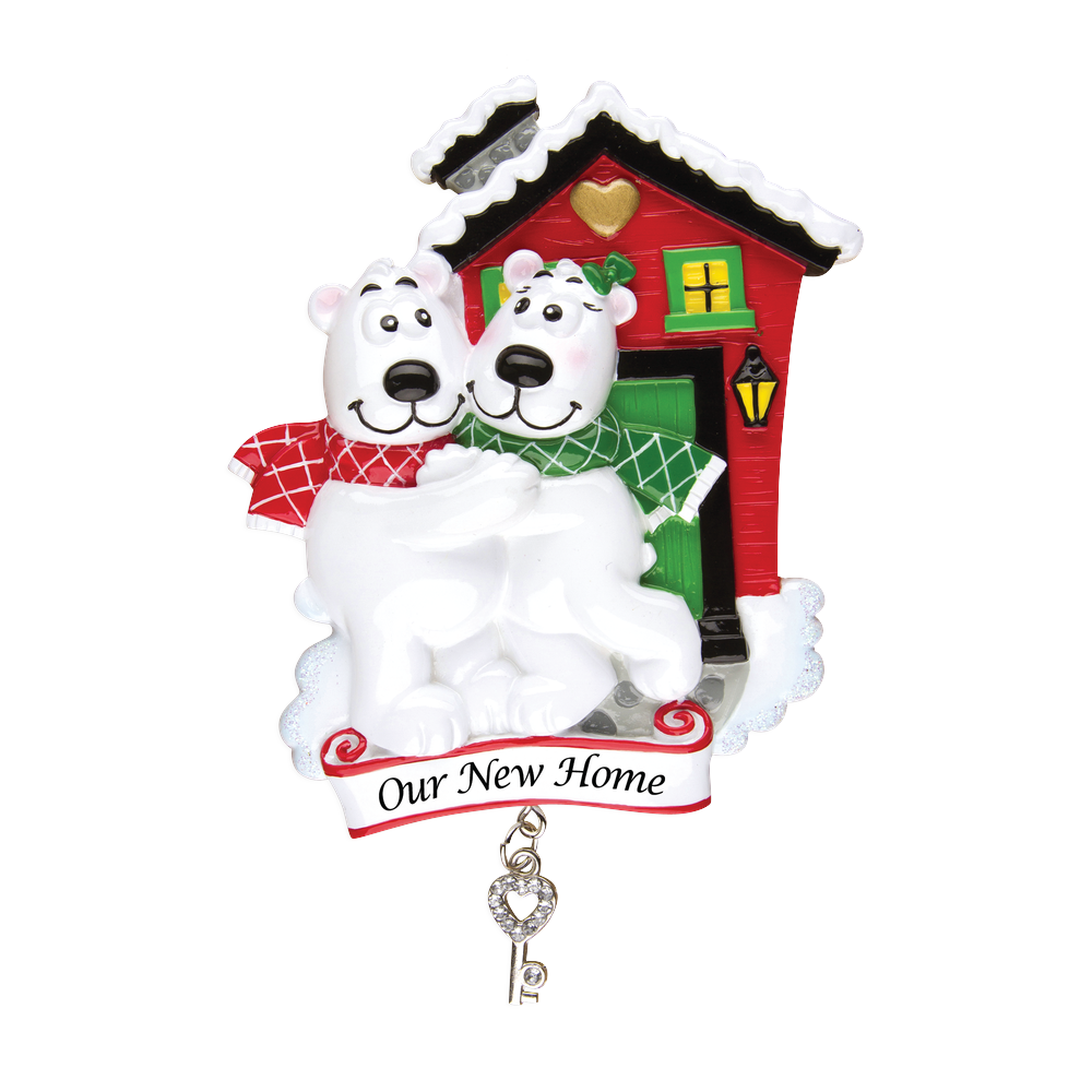 OR1259 - Our New Home/Polar Bear Couple Personalised Christmas Decoration