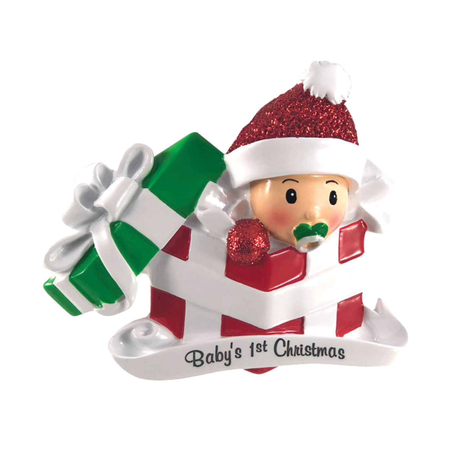 OR1330-RG - Baby in Present Personalised Christmas Decoration