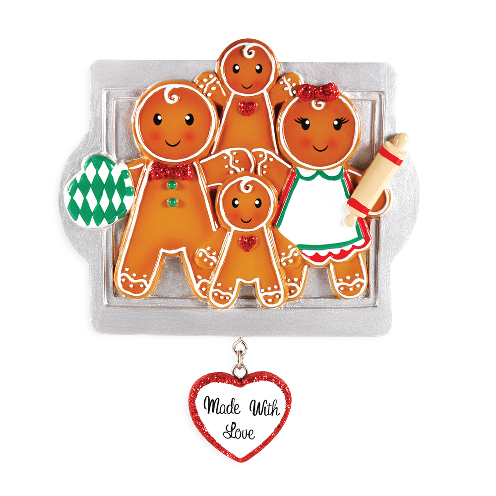 OR1345-4 - Made W/Love Family of 4 Personalised Christmas Decoration