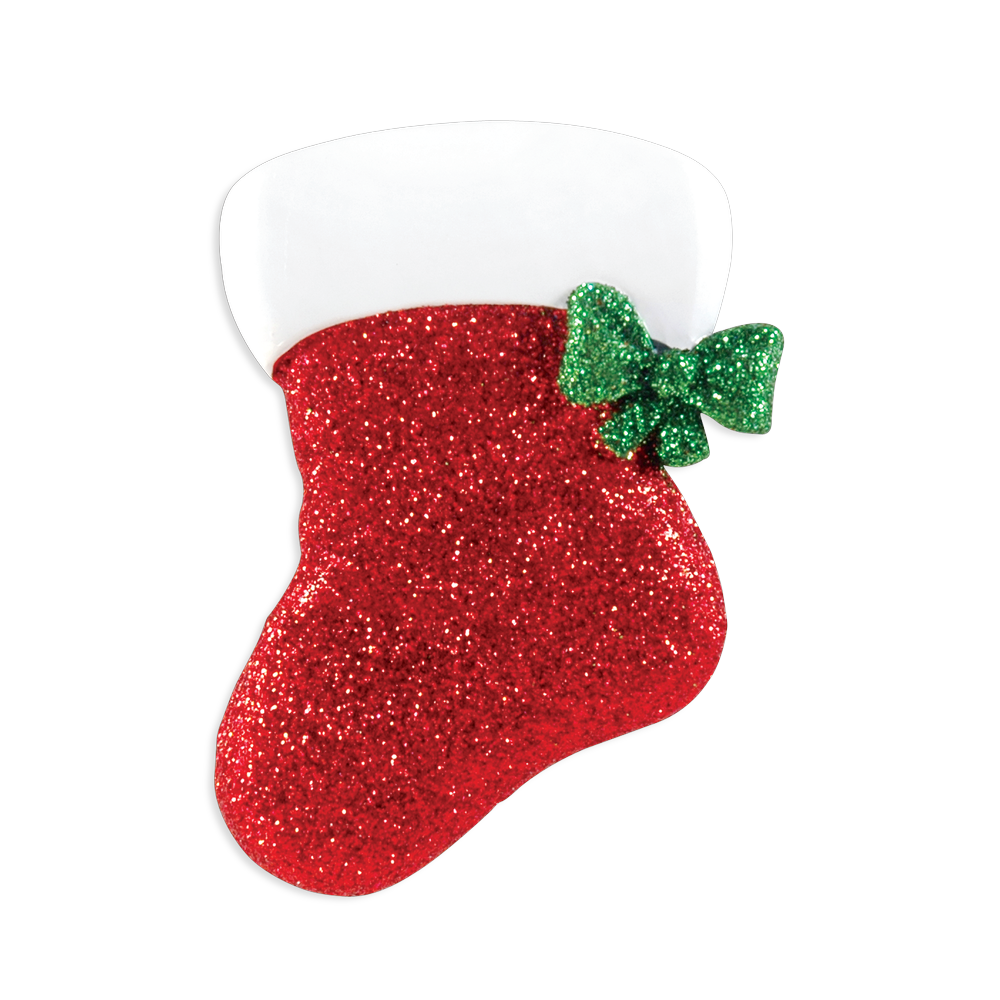OR1428 - Red Glitter Stocking Personalised Christmas Decoration