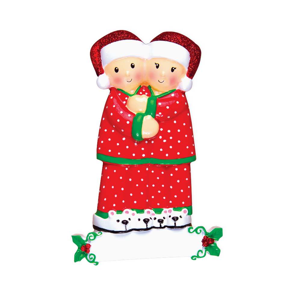 OR1470-2 - Pajama Family Couple Personalised Christmas Decoration
