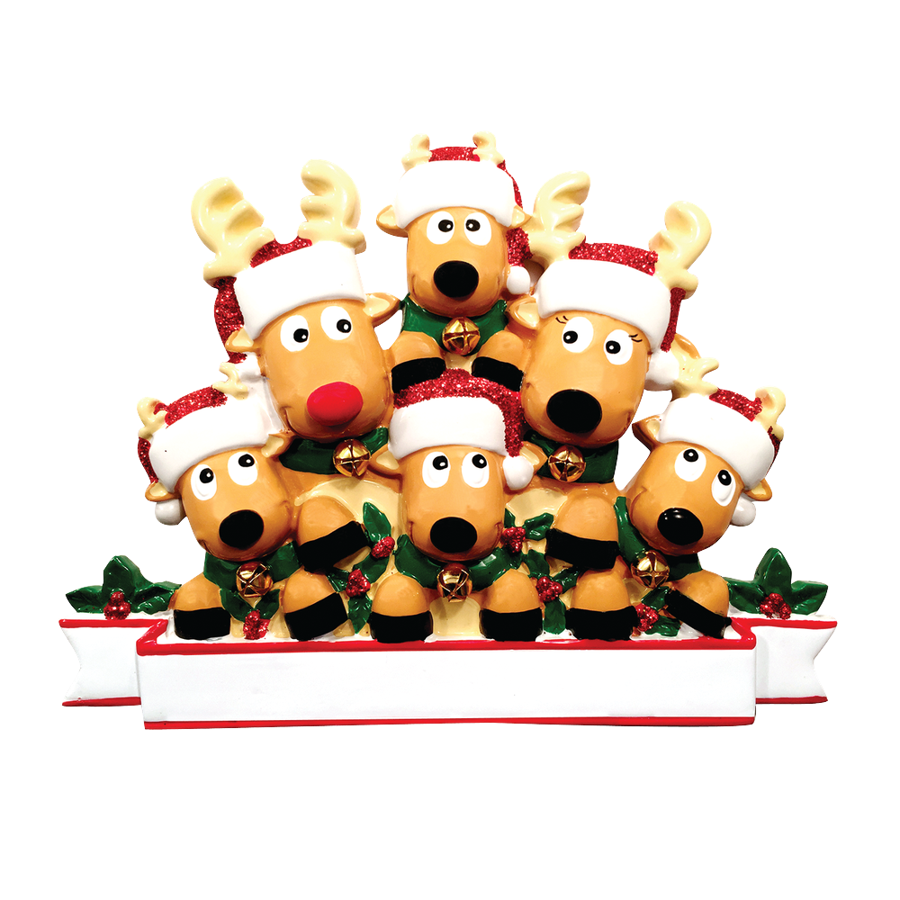 OR1527-6 - New Reindeer (Family of 6) Christmas Ornament