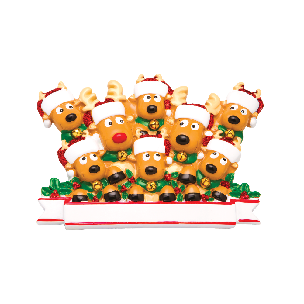 OR1527-8 - New Reindeer (Family of 8) Christmas Ornament