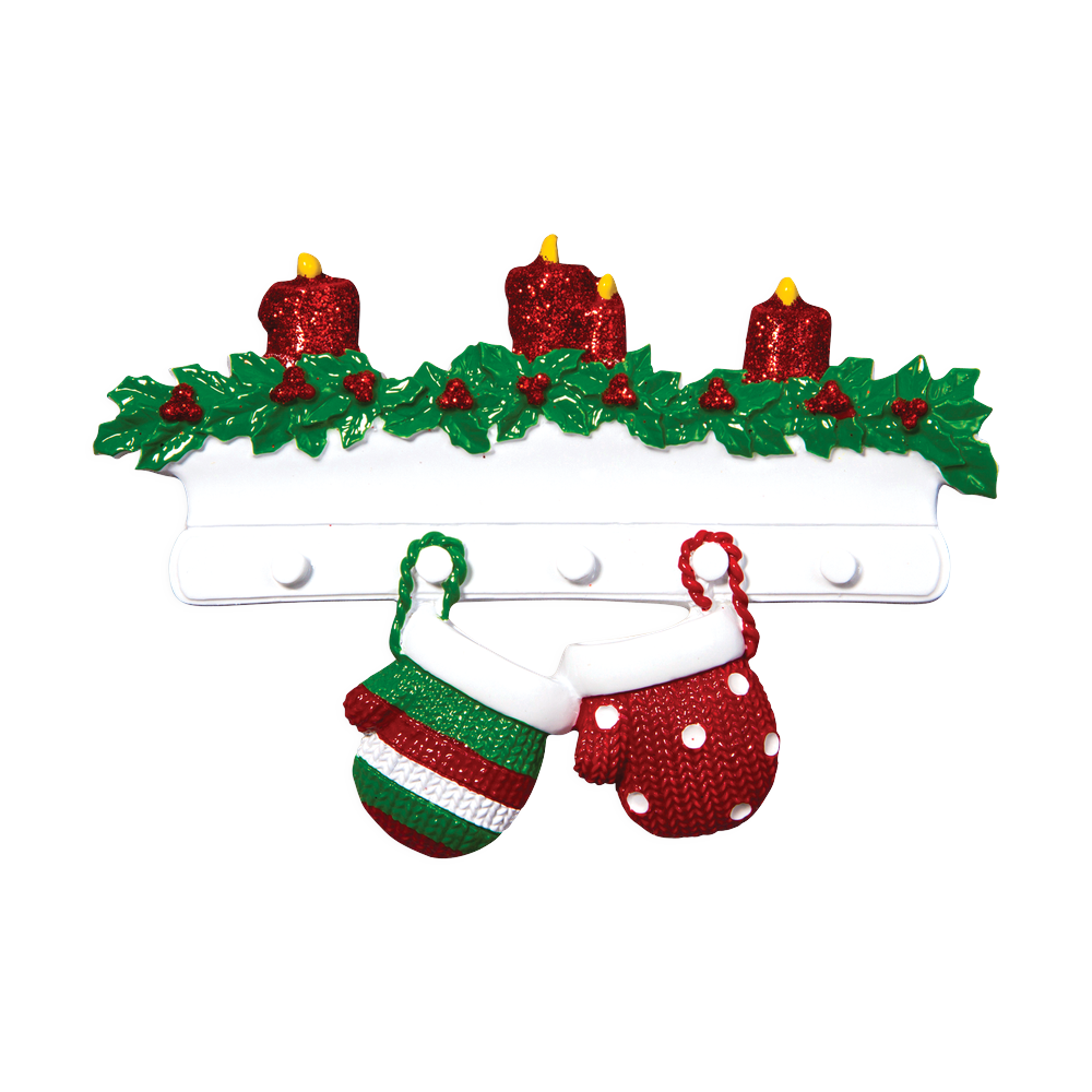 OR1570-2 - Red & Green Mitten Family of 2 Personalised Christmas Decoration