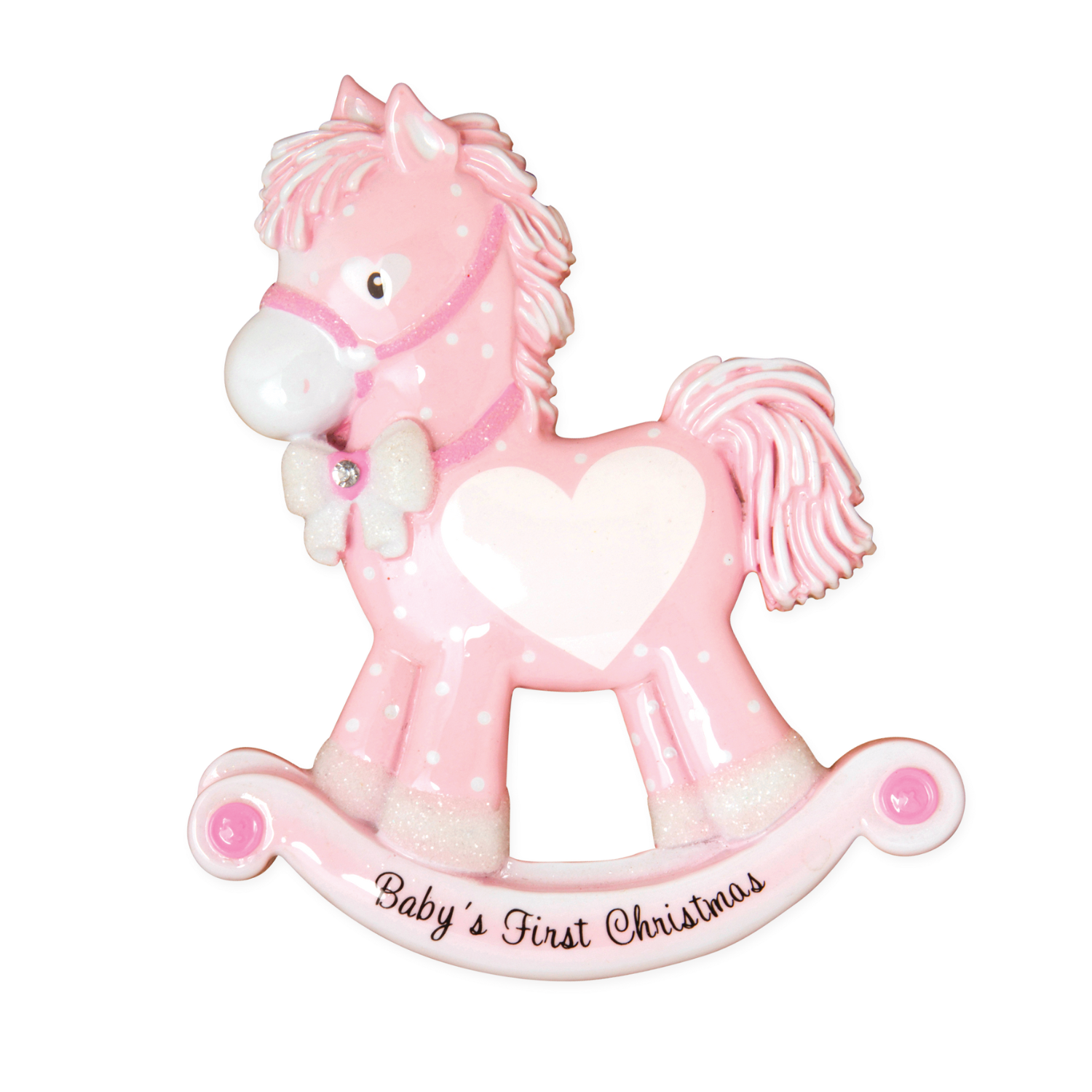 OR1573-P - Baby Girl Rocking Horse (New) Personalised Christmas Decoration