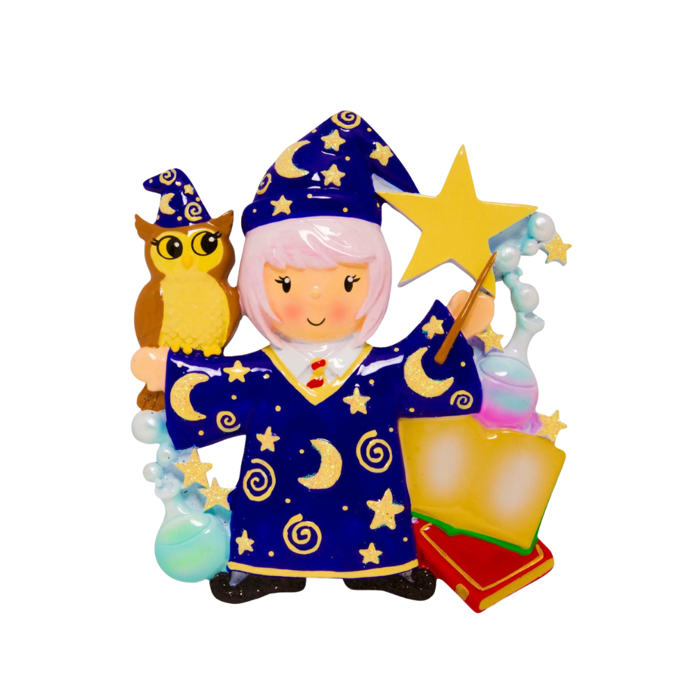 OR1584-GIRL - Wizard Girl Personalised Christmas Decoration