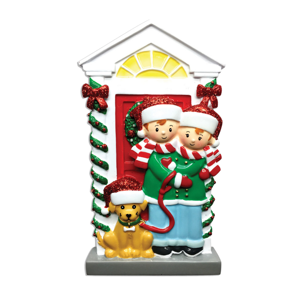 OR1611-2 - Couple With Dog Christmas Ornament
