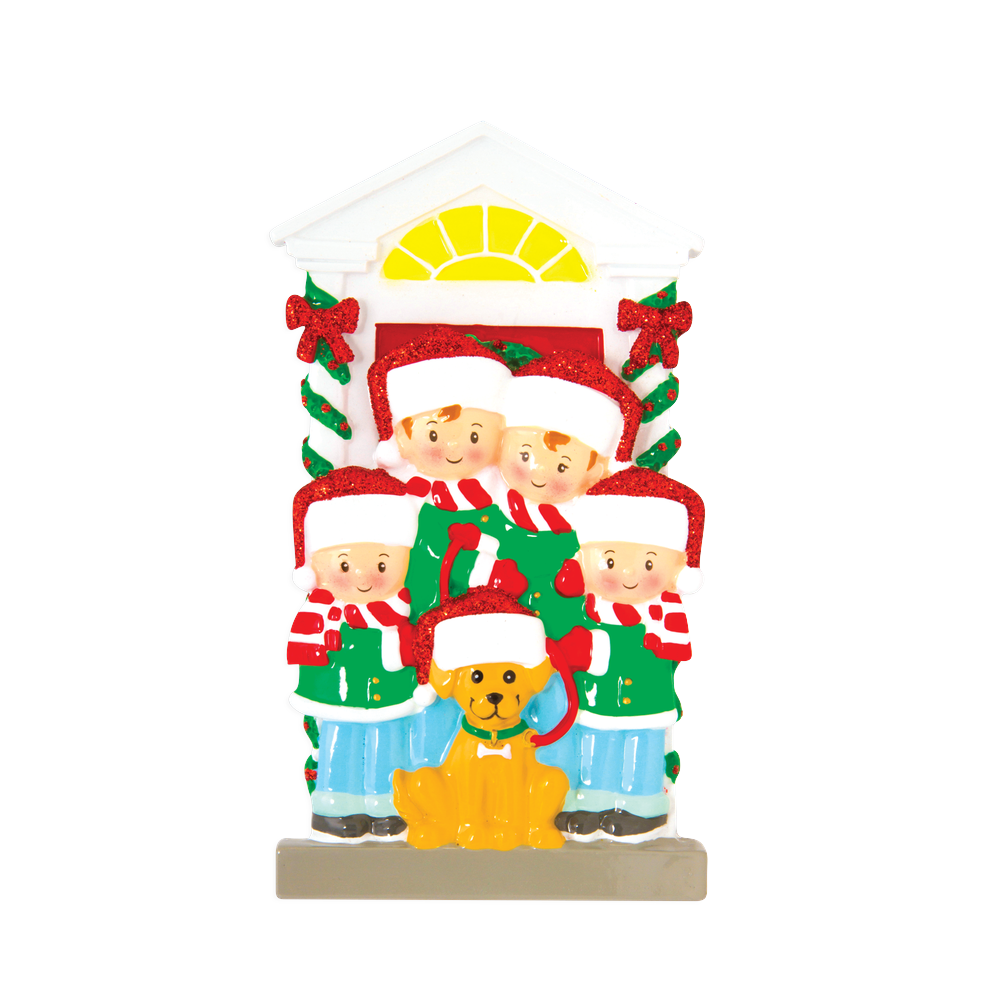 OR1611-4 - Family of 4 With Dog Personalised Christmas Decoration