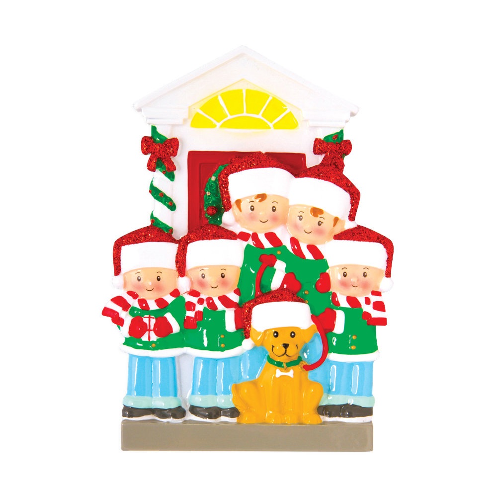 OR1611-5 - Family of 5 With Dog Personalised Christmas Decoration