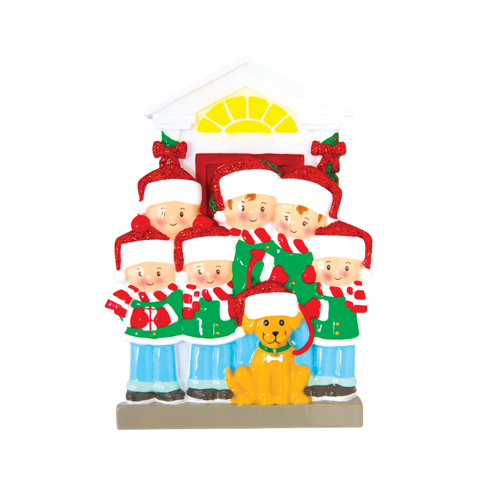 OR1611-6 - Family of 6 With Dog Personalised Christmas Decoration