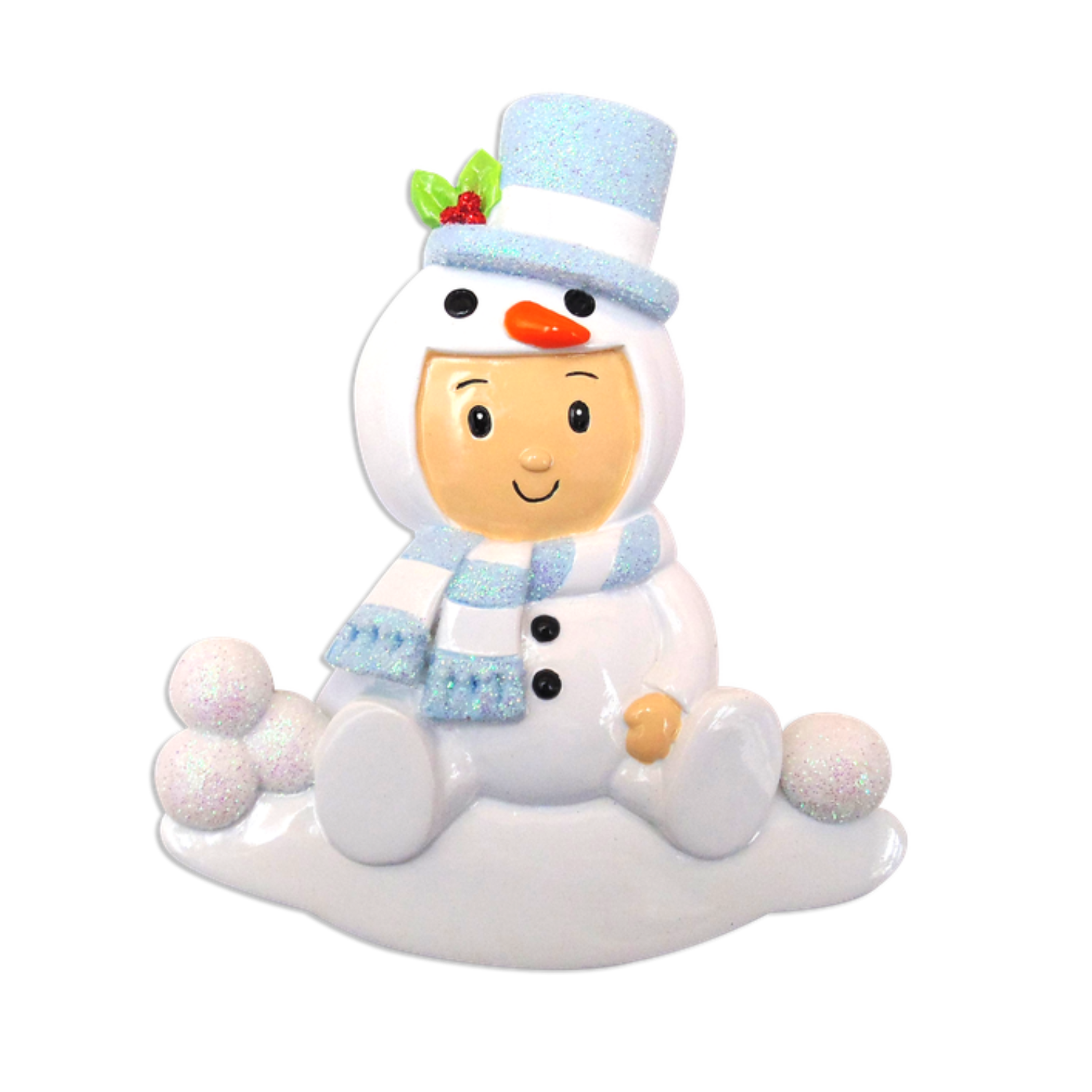 OR1639-B - Baby Boy Snowman Personalised Christmas Ornament