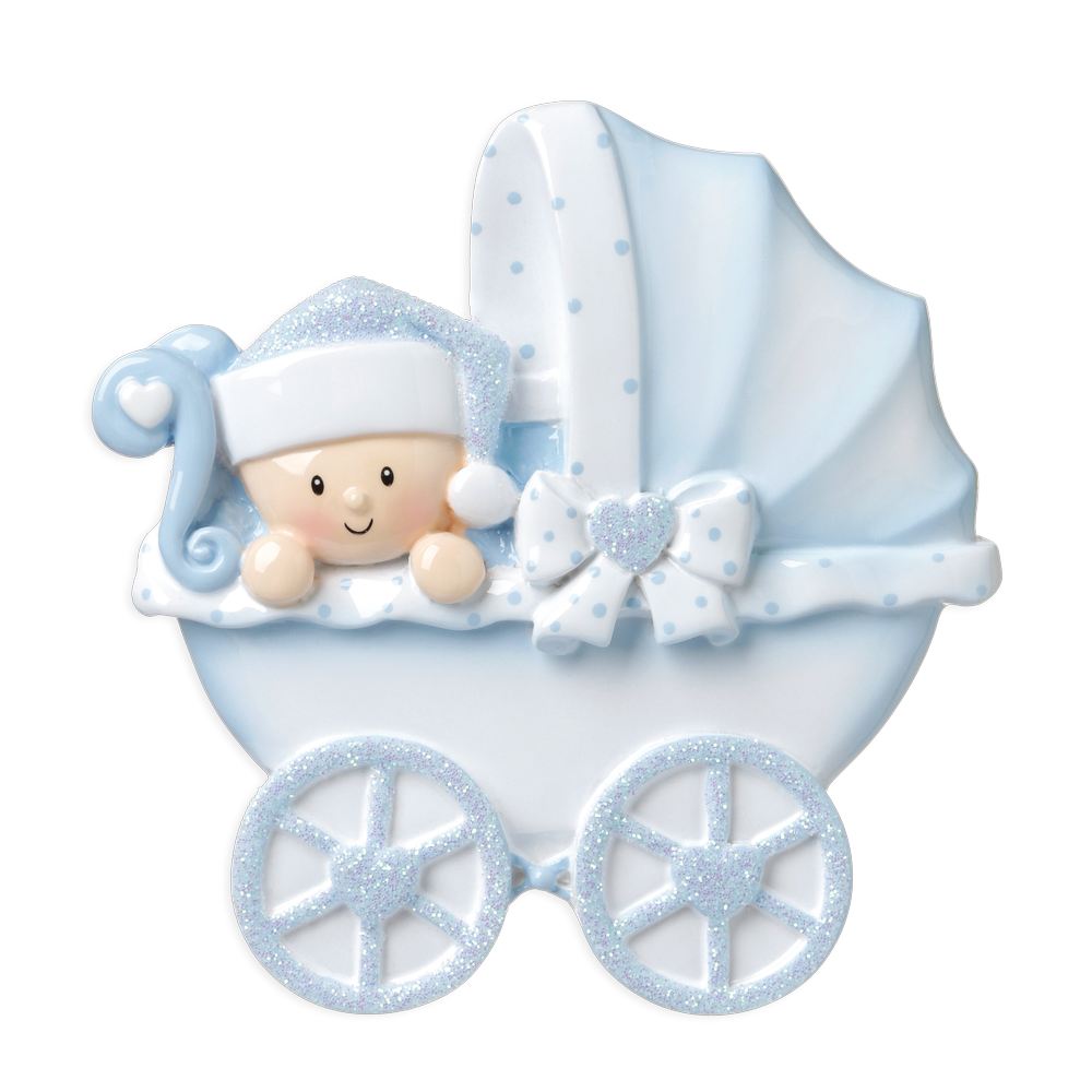 OR1643-B - Baby Carriage (Blue) Personalised Christmas Decoration