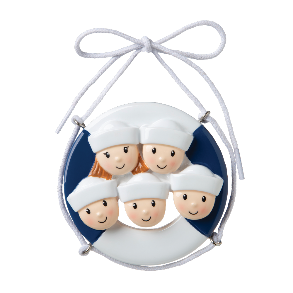 OR1676-5 - Cruise Ship Family of 5 Personalised Christmas Decoration