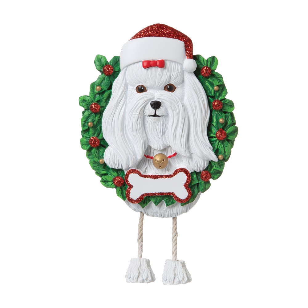 OR1712-MA - Maltese (Pure Breed) Personalised Christmas Decoration