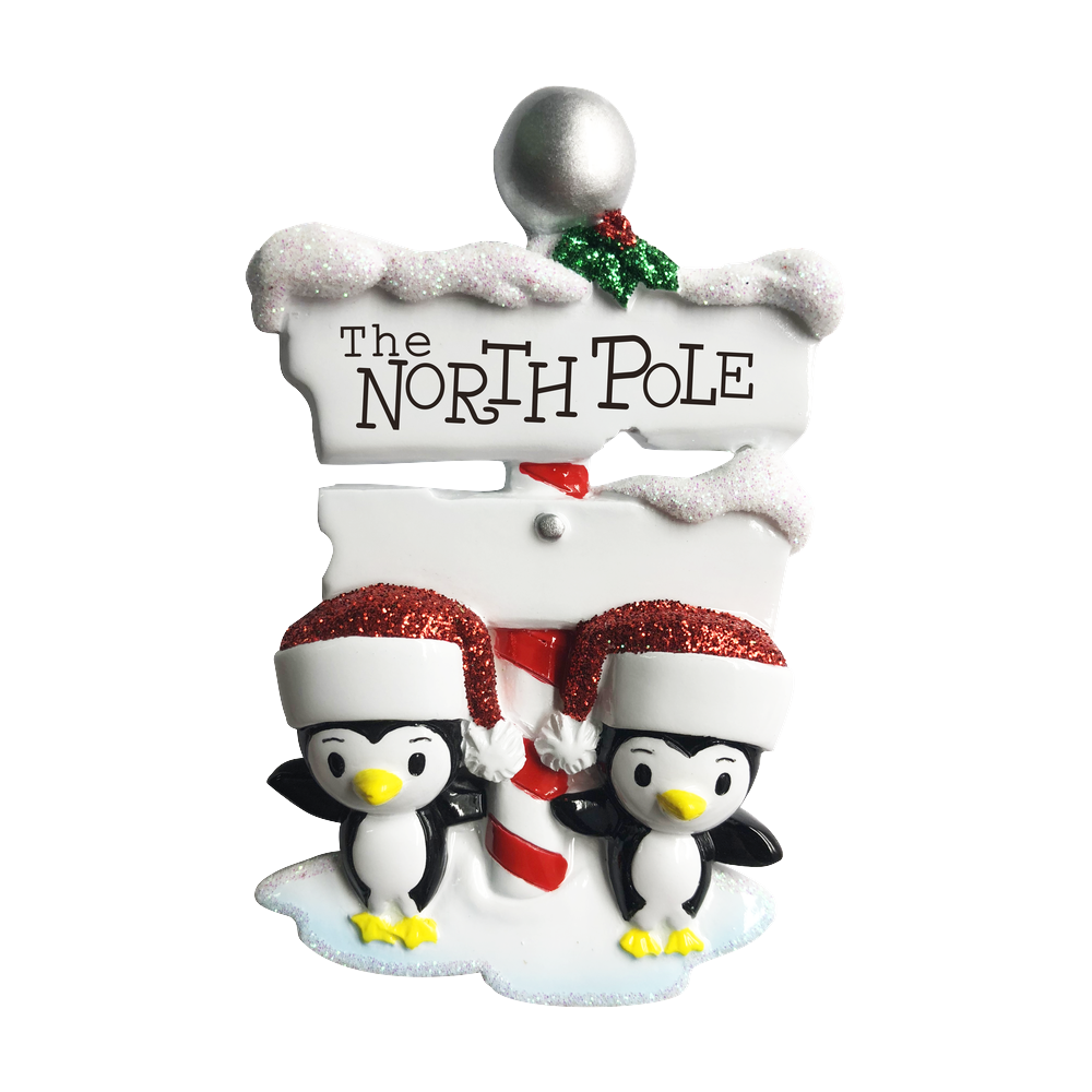OR1739-2 - North Pole Penguin Family of 2 Personalised Christmas Decoration