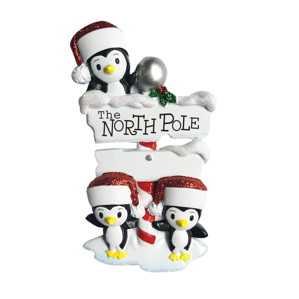 OR1739-3 - North Pole Penguin Family of 3 Personalised Christmas Decoration