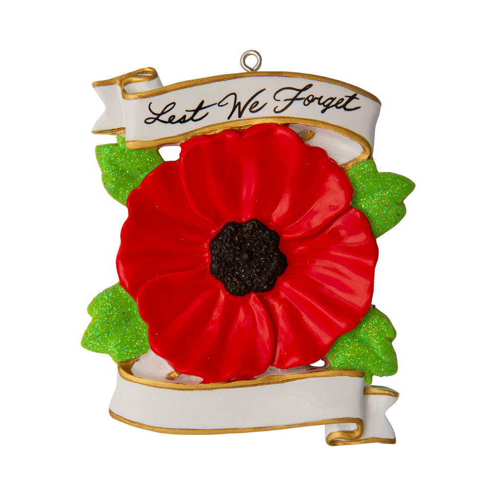 OR1755 - Lest We Forget Canadian Poppy Personalised Christmas Decoration