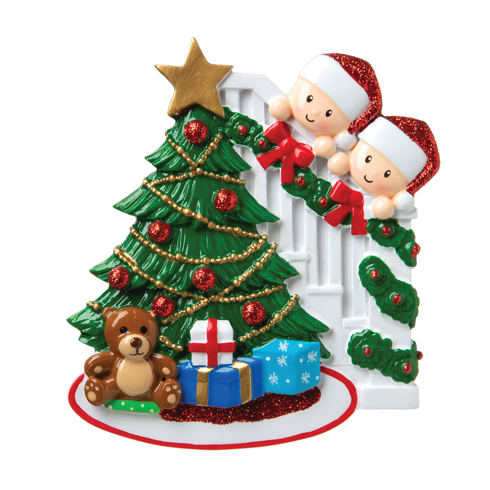 OR1789-2 - Peeking Family of 2 Personalised Christmas Decoration