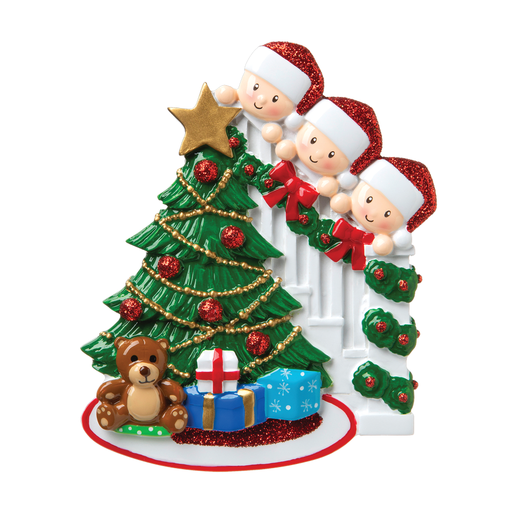 OR1789-3 - Peeking Family of 3 Personalised Christmas Decoration