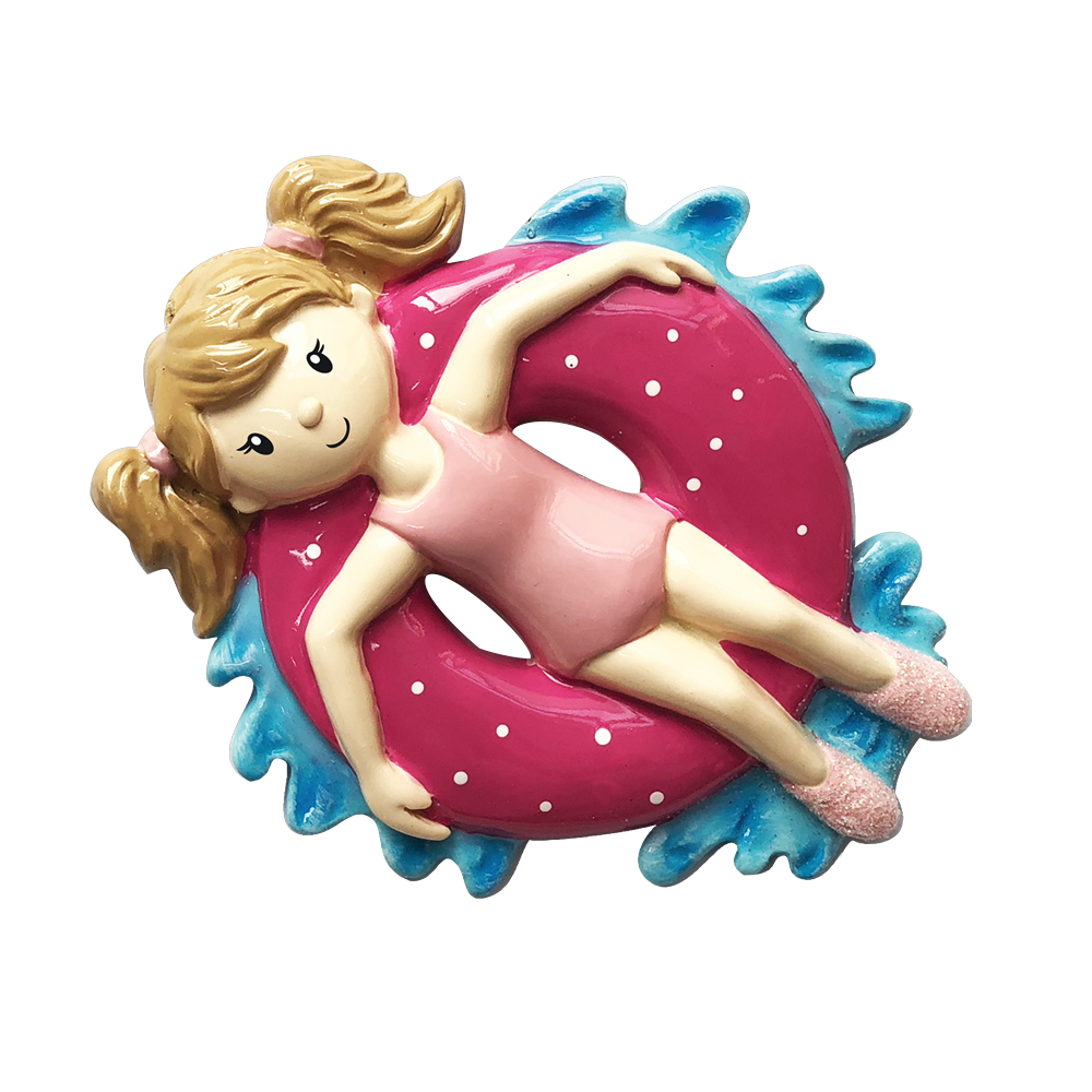 OR1857-G - Girl On inner Tube Personalised Christmas Ornament