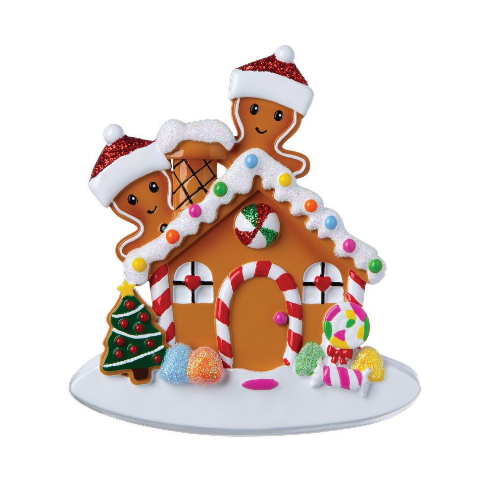 OR1872-2 - Gingerbread House Couple Personalised Christmas Decoration