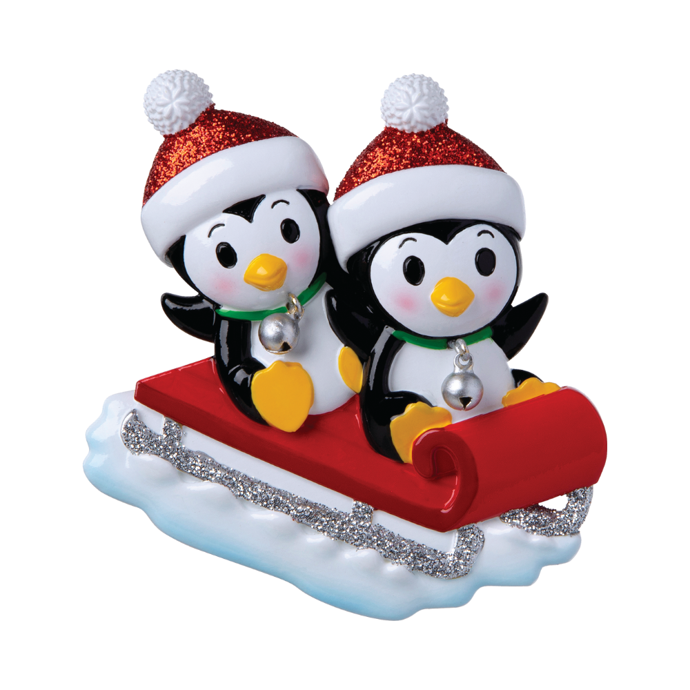 OR1915-2 - Penguins On Sled Personalised Christmas Decoration