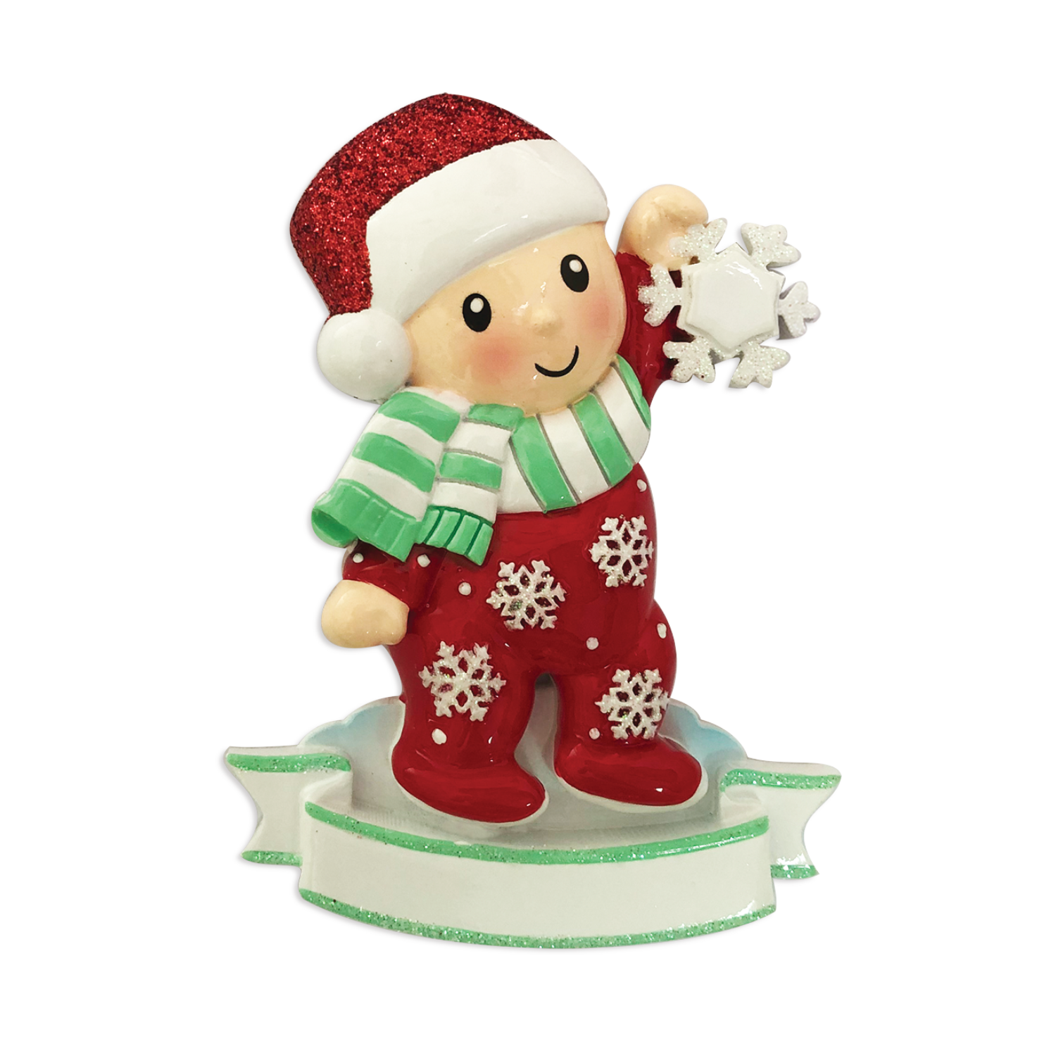 OR1920-RG - Baby in Pajamas (Red & Green) Personalised Christmas Decoration