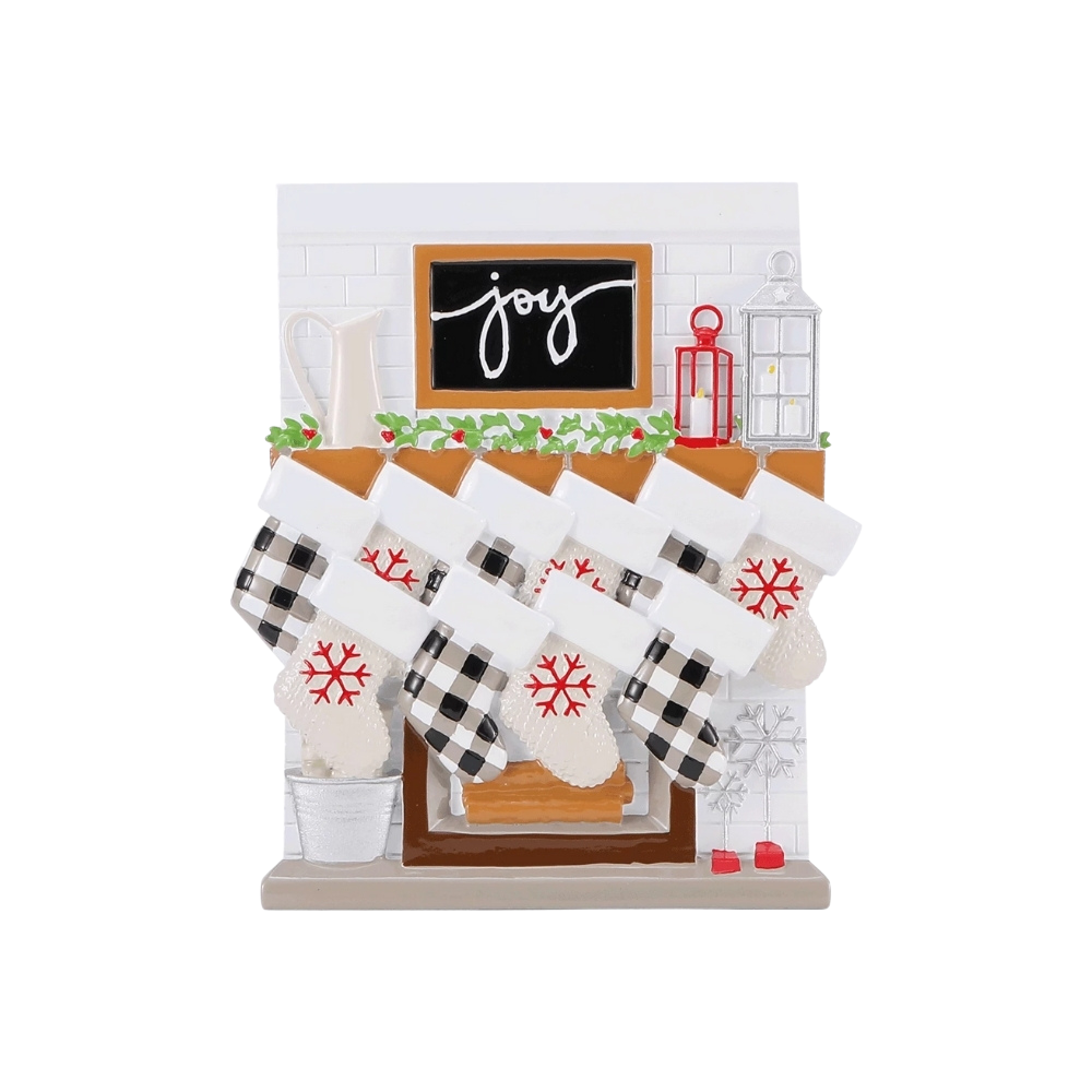 OR2030-10 - Fireplace Mantle Family of 10 Personalised Christmas Decoration