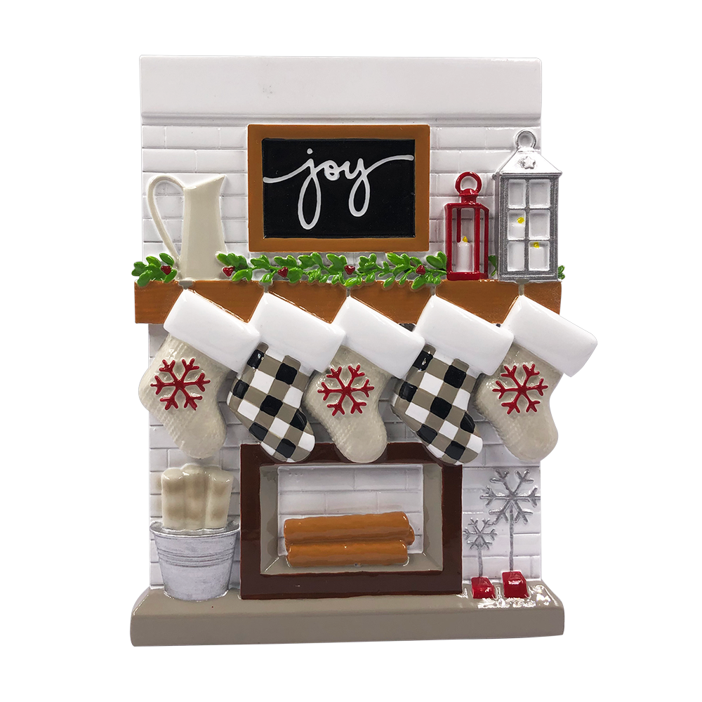 OR2030-5 - Fireplace Mantle Family of 5 Personalised Christmas Decoration
