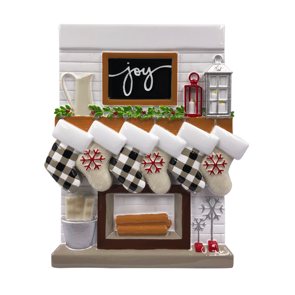 OR2030-6 - Fireplace Mantle Family of 6 Personalised Christmas Decoration