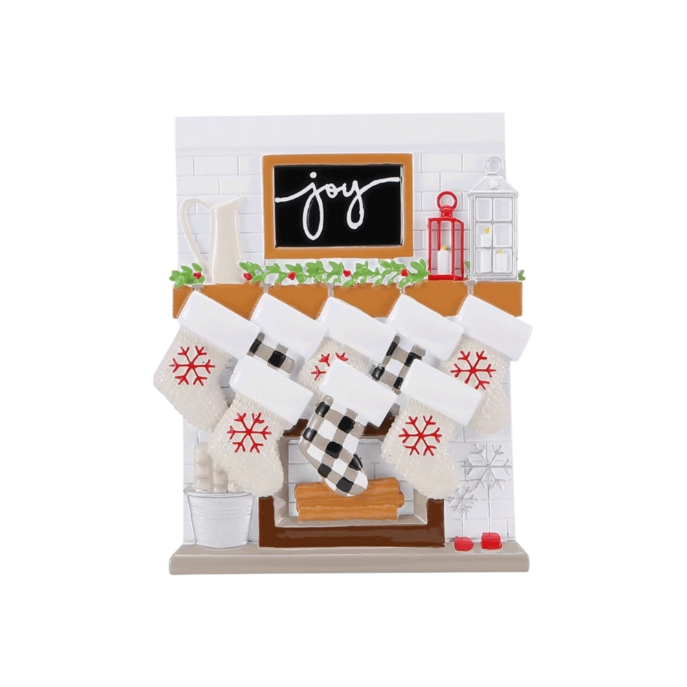 OR2030-8 - Fireplace Mantle Family of 8 Personalised Christmas Decoration