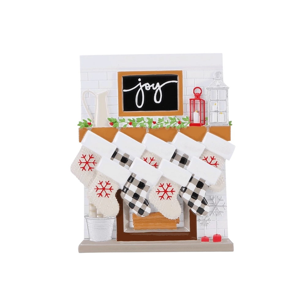 OR2030-9 - Fireplace Mantle Family of 9 Personalised Christmas Decoration