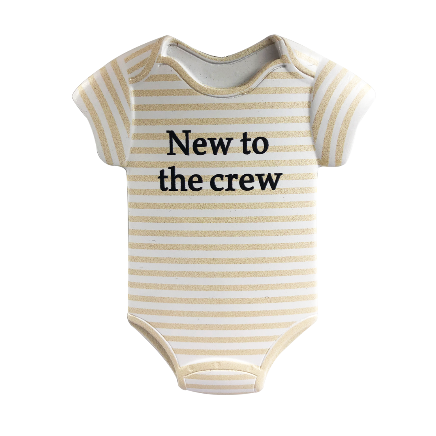 OR2151-NR - Striped 3D "New To The Crew" Onesie (Neutral) Personalised Christmas Decoration