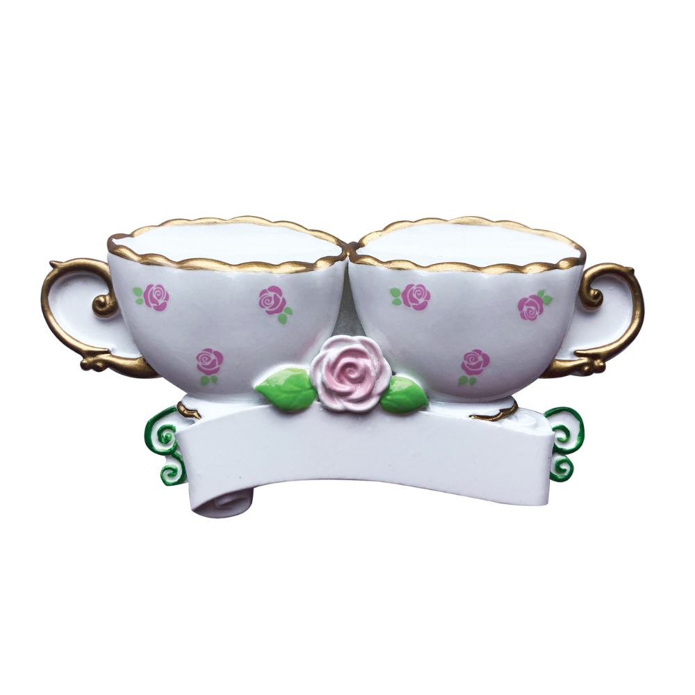 OR2171-2 - Tea Cup Family of 2 Personalised Christmas Decoration