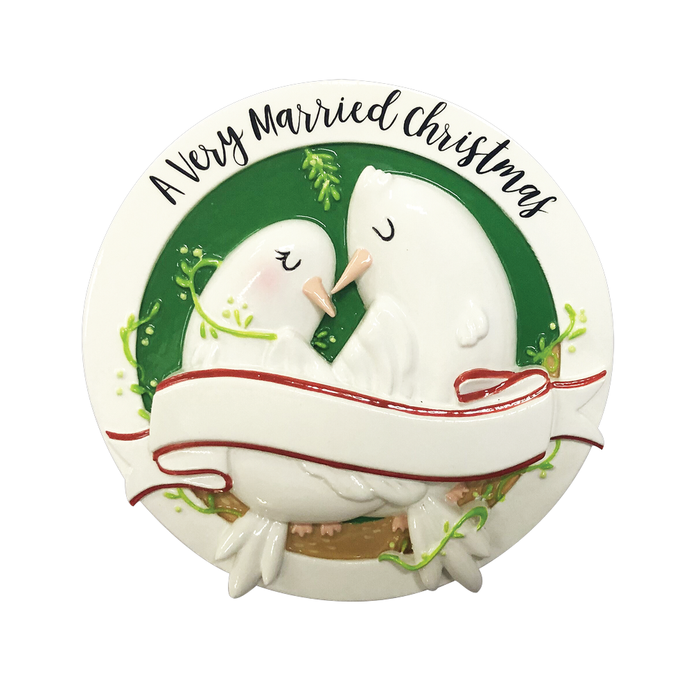 OR2196 - A Very Merry Xmas Dove Couple Personalised Christmas Decoration