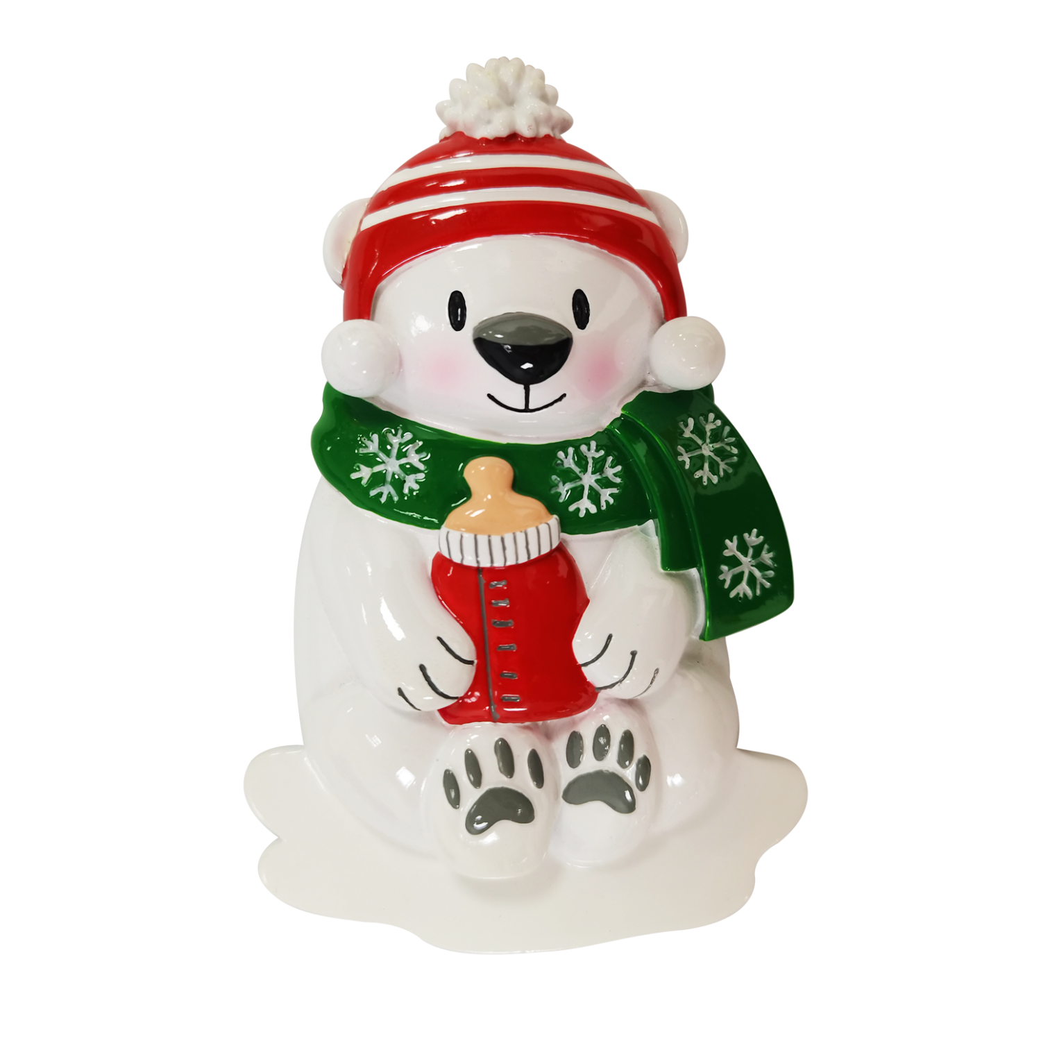 OR2230-RG - Baby Polar Bear (Red & Green) Personalised Christmas Decoration