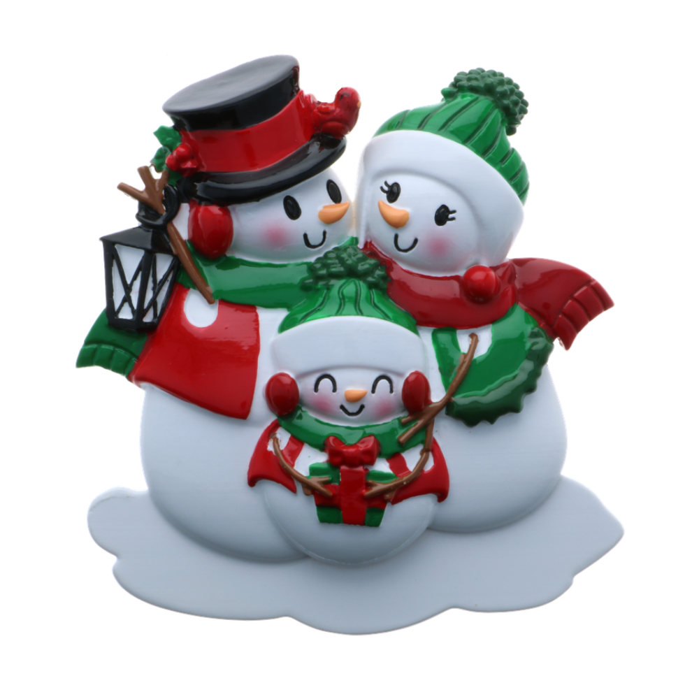 OR2255-3 - Snowman Family of 3 Personalised Christmas Decoration
