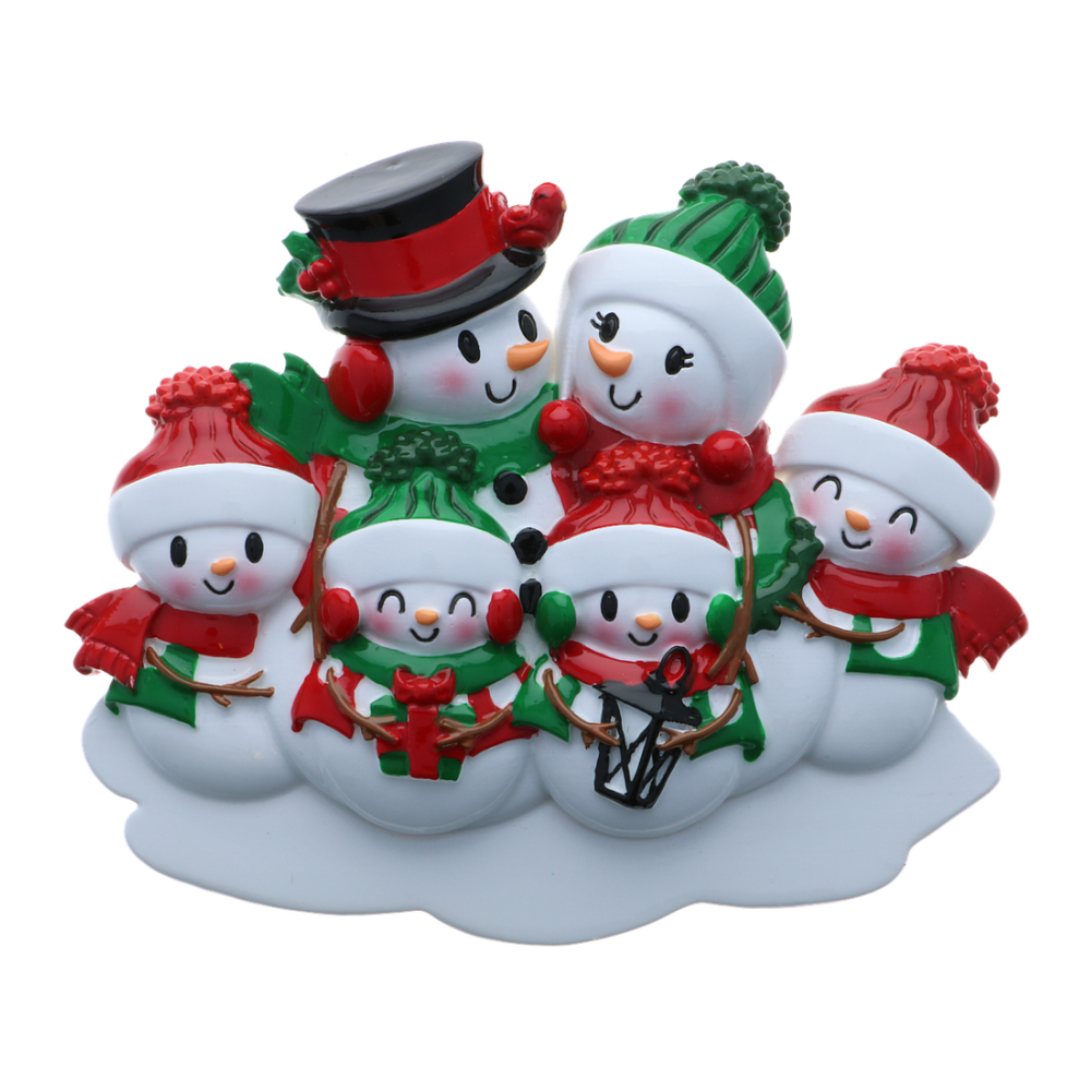 OR2255-6 - Snowman Family of 6 Personalised Christmas Decoration