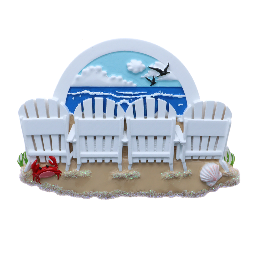 OR2258-4 - Beach Chairs Family of 4 Personalised Christmas Decoration